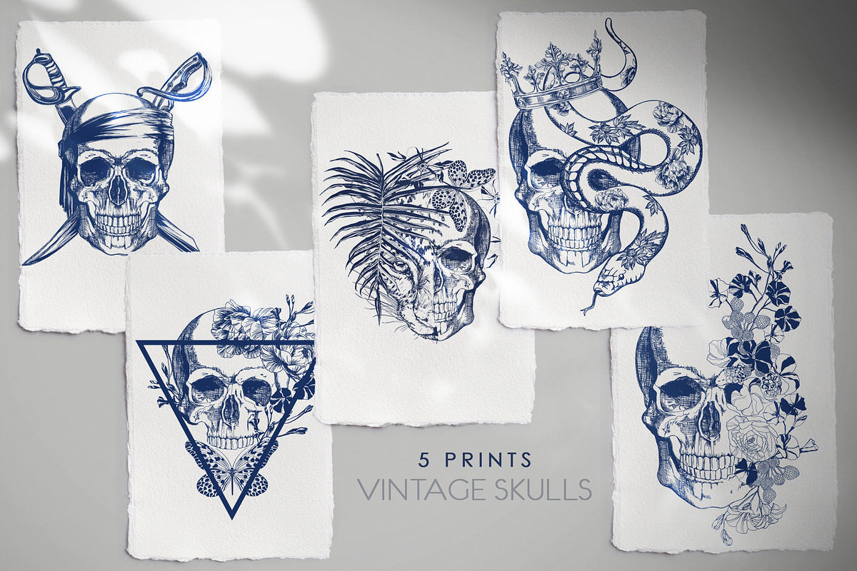 VINTAGE SKULLS, a Pattern Graphic by LanaDzi (Photo 6 of 8)