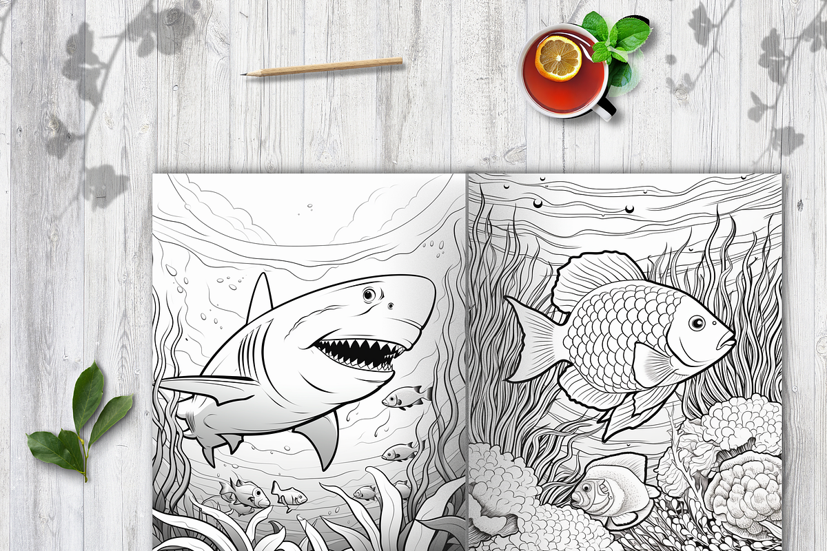 Ocean Animals Coloring Page for Kids, a Brochure Template by LA Design (Photo 10 of 10)