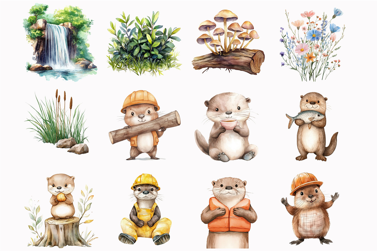 Otters and Beavers Clipart, an Illustration by Design Market (Photo 3 of 5)