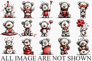 Valentine Teddy Bear Clipart Bundle, an Illustration by Canvas Craft (Thumbnail 3 of 6)