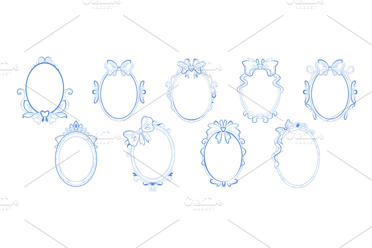 Vintage oval frames set with, an Illustration by art PVP - market