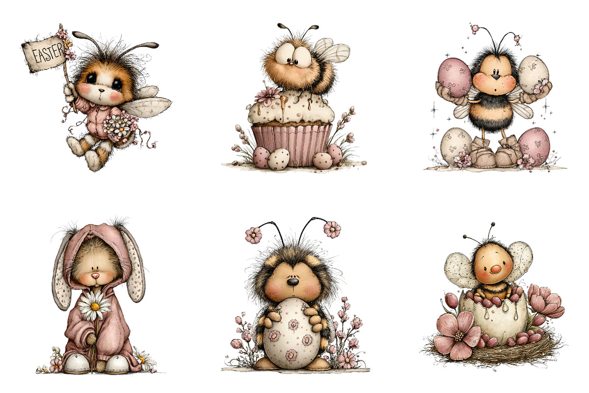 Whimsical Easter Bee clipart, an Illustration by CreationArt (Photo 6 of 6)