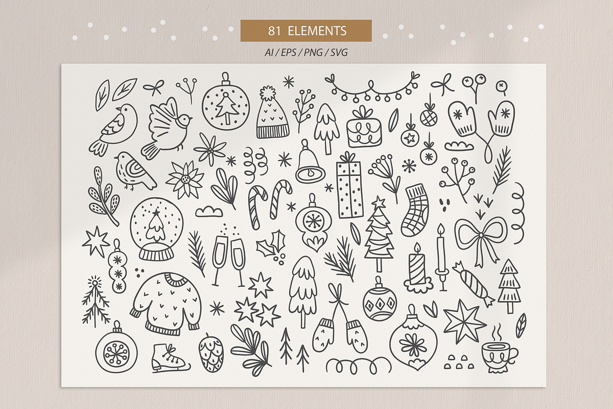 Vintage Christmas - Hand Drawn Kit, a Seasonal Illustration by miumiu (Photo 5 of 15)