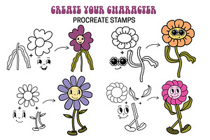 Flower Power Procreate Stamps Set