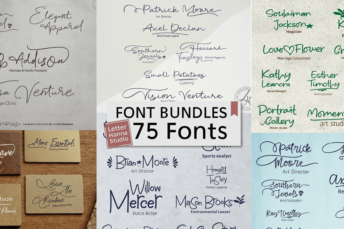 Mega 75 Handwriting Font Bundle, a Handwritten Font by Letterhanna Studio (Photo 2 of 9)