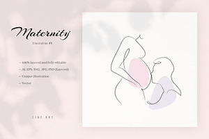 Maternity 4. Line Art Illustration