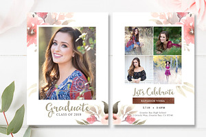 Floral Senior Graduation Invite PSD