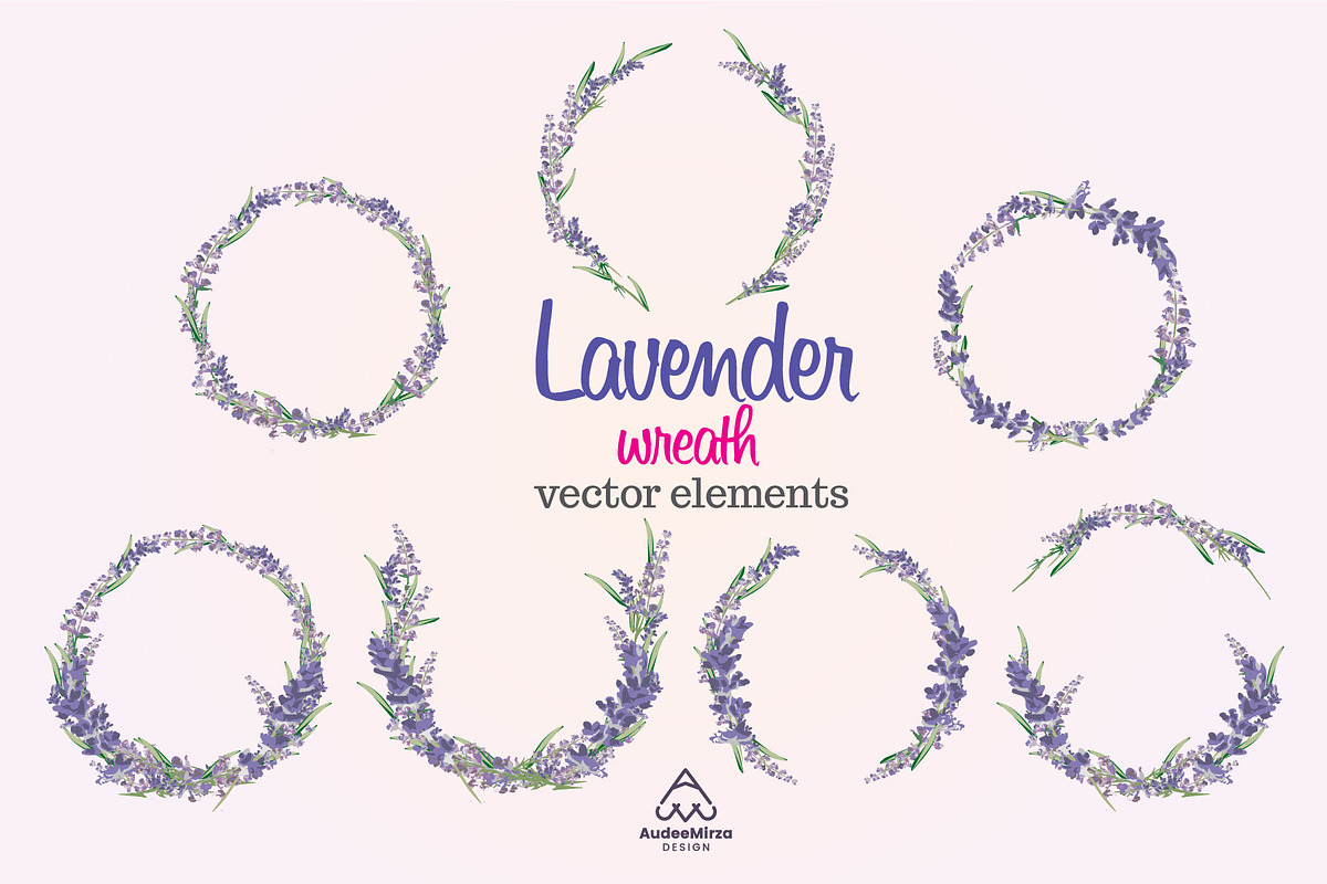Lavender Wreath Vector Elements, an Illustration by audeemirza (Photo 5 of 5)