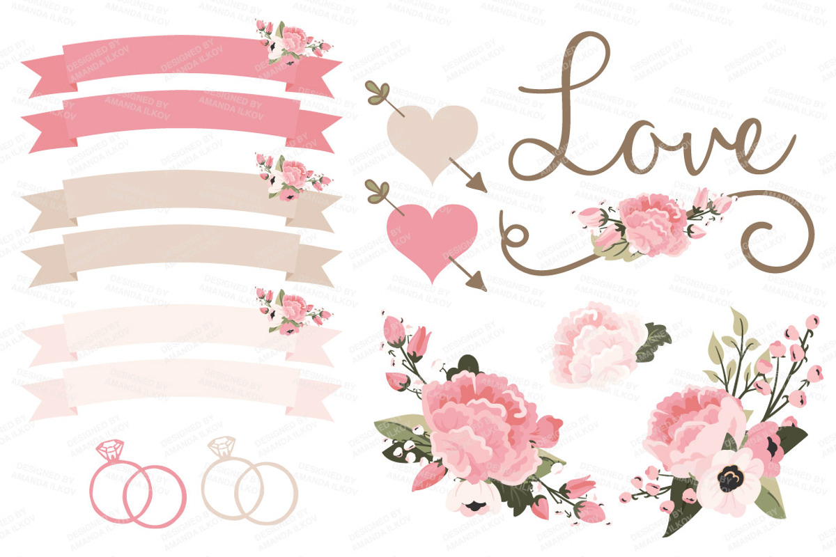 Wedding Floral Clipart & Vectors, an Illustration by Amanda Ilkov (Photo 4 of 4)