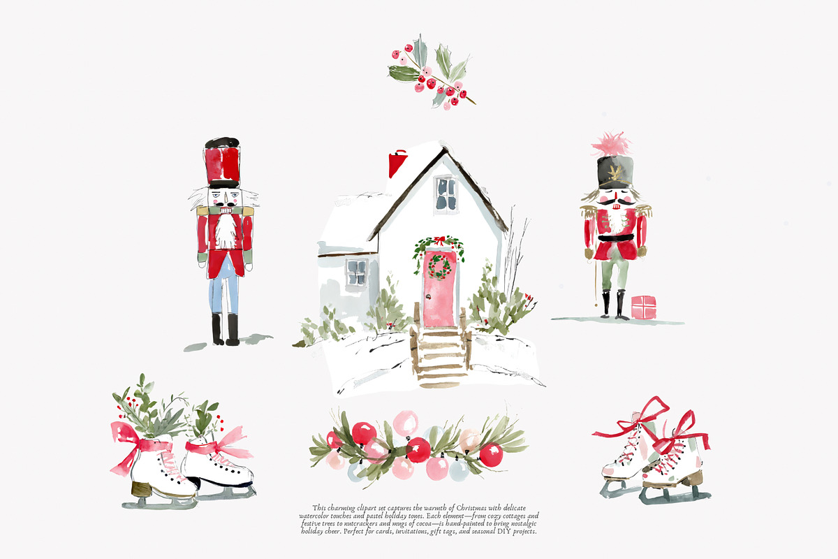cozy christmas watercolor clipart, a Decorative Illustration by Patishop Art (Photo 7 of 9)