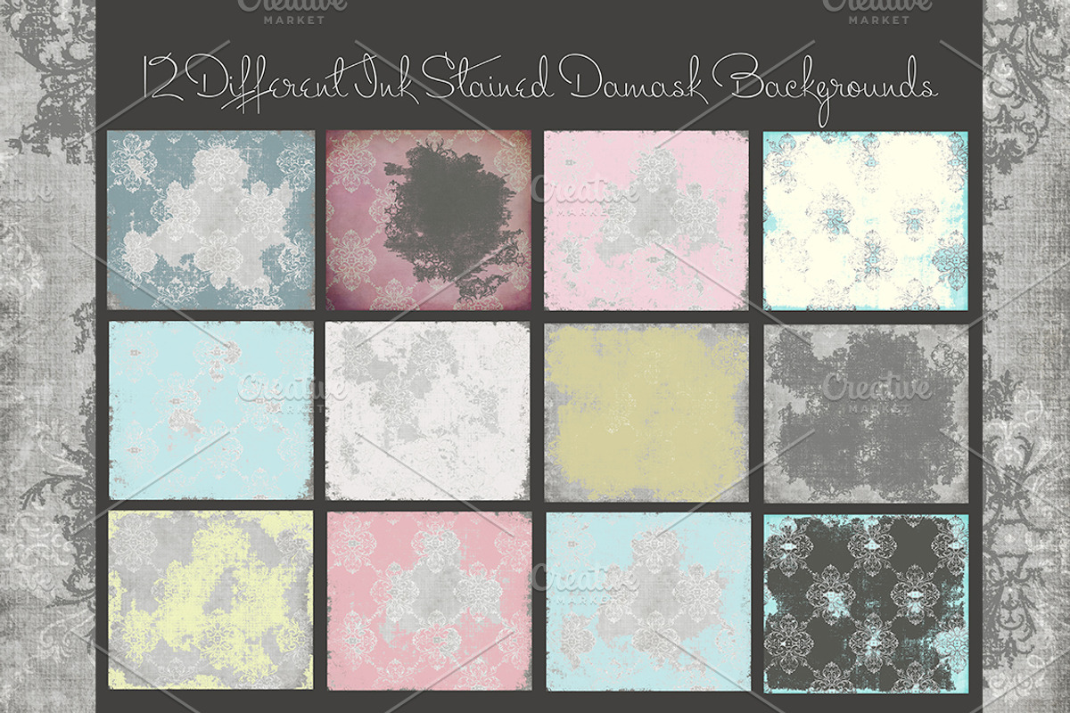 Ink Stained Damask Background Papers preview 2