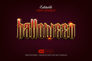 Halloween Text Effect Red Gold Style