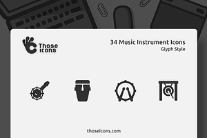 34 Music Instruments Glyph Icon