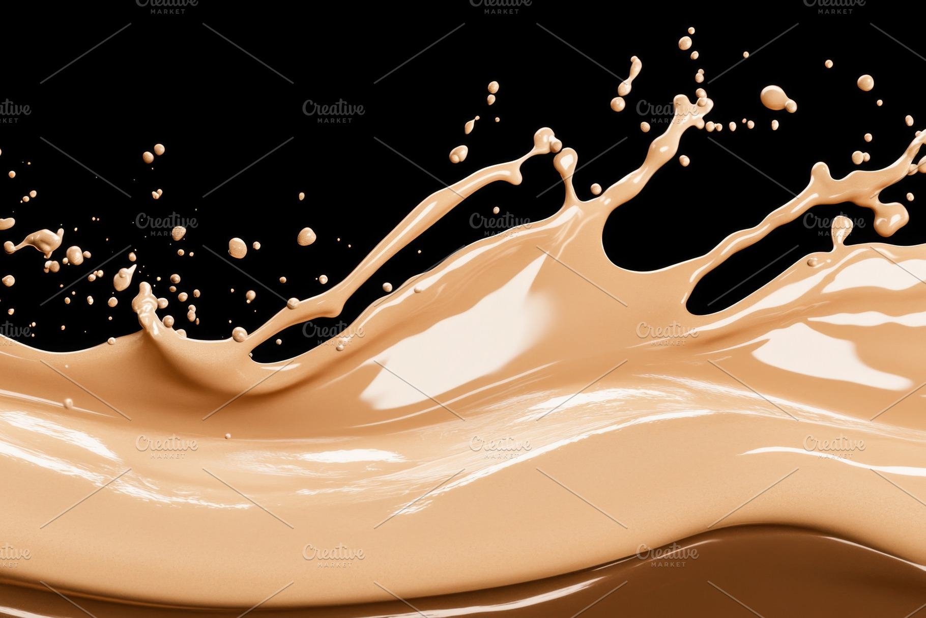 Splash of beige liquid cream against, a Photo by Dvoevnore photos