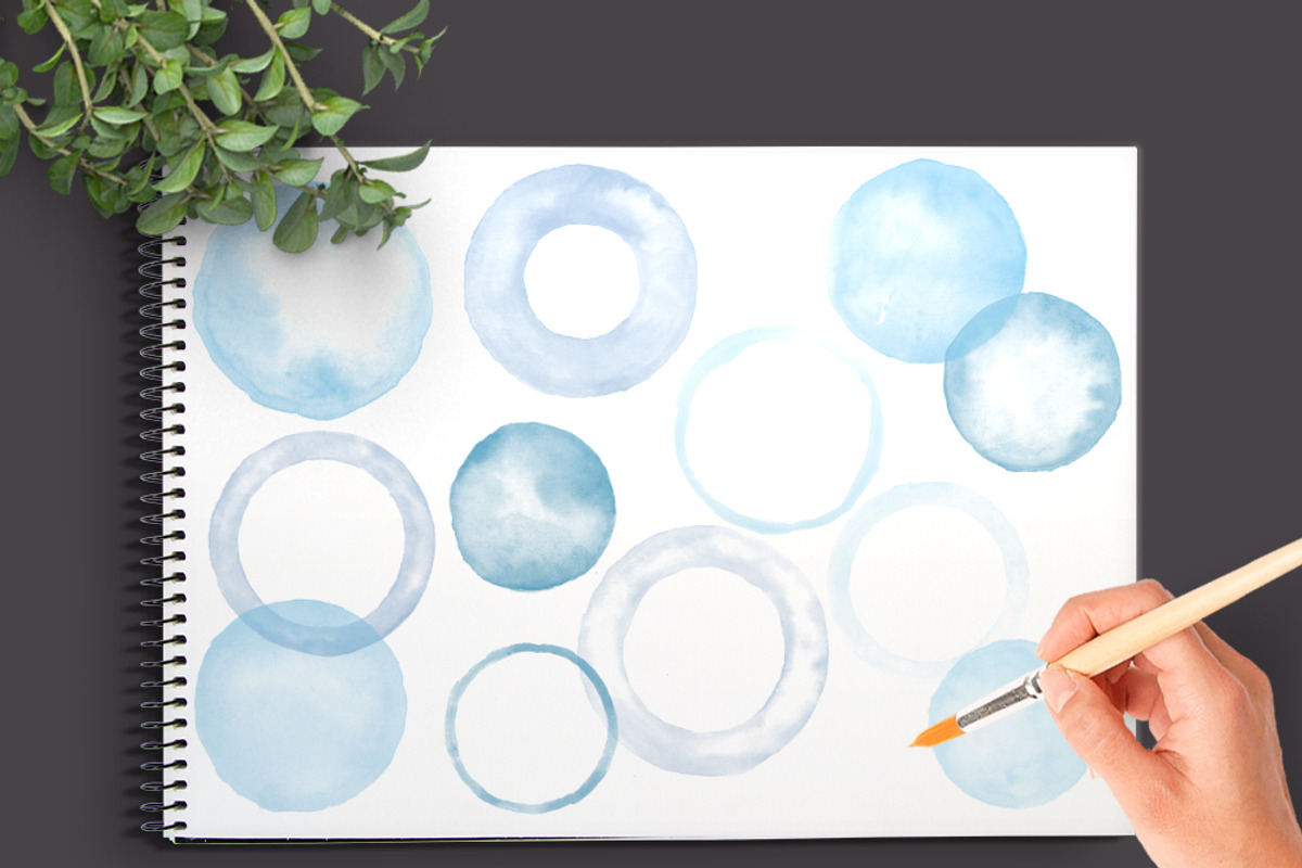Blue Watercolor Photoshop Brush set preview 5