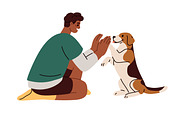 People giving high five to pets set, a Person Illustration by Good Studio (Thumbnail 3 of 10)