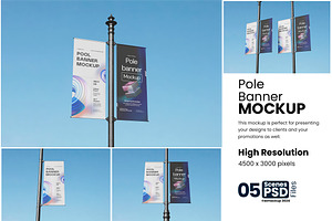 Pole Banner Mockup, an Advertising Mockup by bimockup