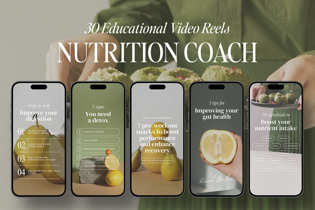 Nutrition Coach Instagram Reels, a Social Media Template by Studio Loire (Photo 1 of 8)