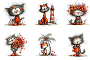 Funny Summer Kitten Watercolor, a Seasonal Illustration by CreationArt (Thumbnail 2 of 4)