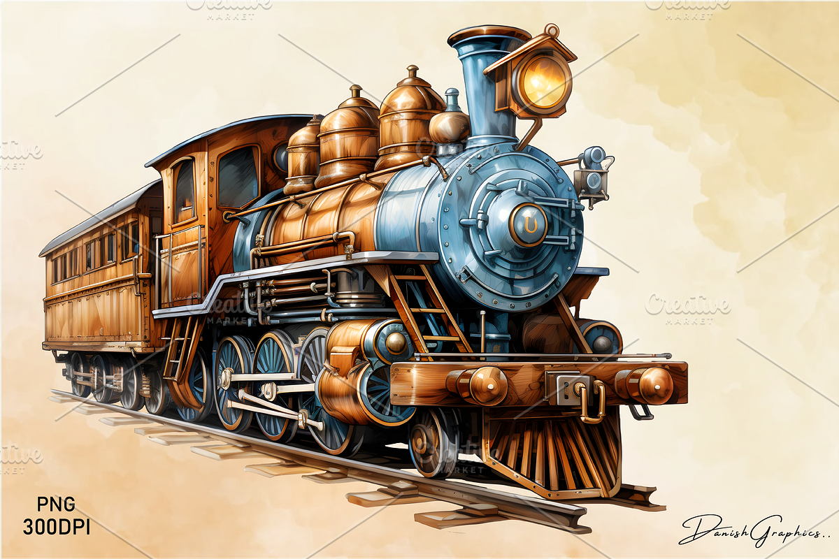 Vintage Wooden Train Sublimation Png, an Object Illustration by danishgraphics (Photo 3 of 9)