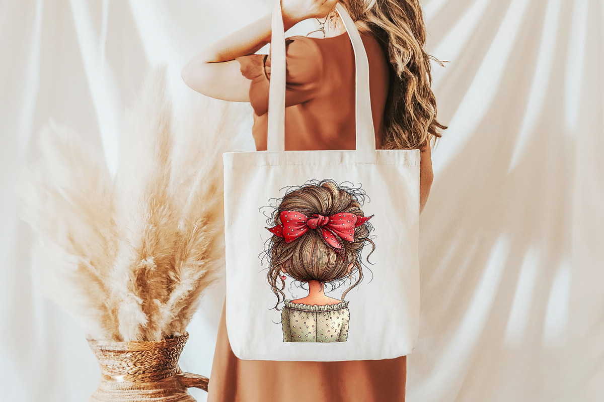 Watercolor messy bun mom Clipart, an Illustration by Designworld (Photo 5 of 7)