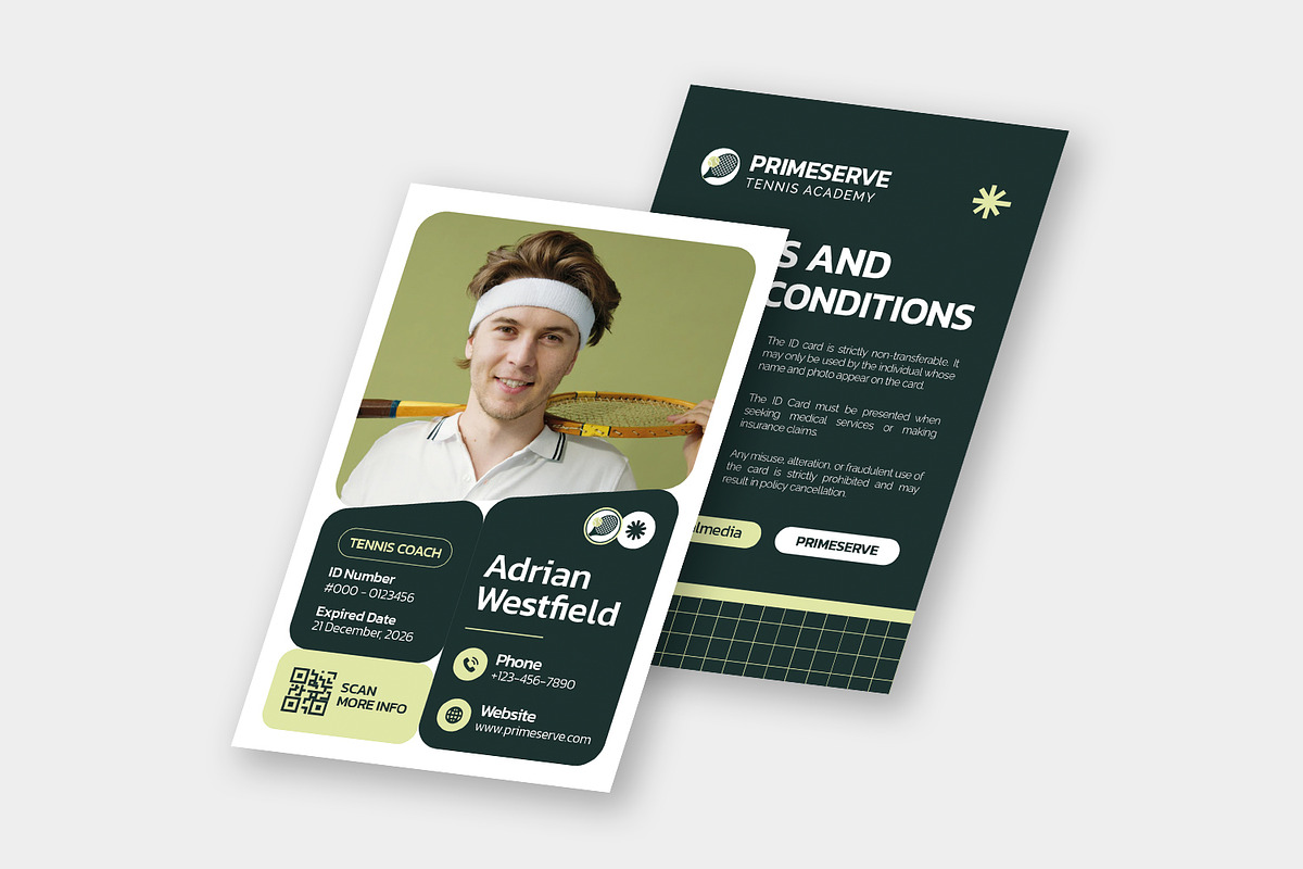 PrimeServe Tennis - ID Card, a Card Template by Esensifiksi.studio (Photo 2 of 3)