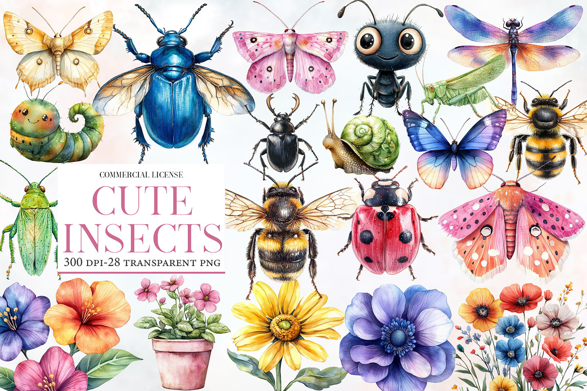 Cute Insects Clipart, an Illustration by Designworld (Photo 1 of 5)