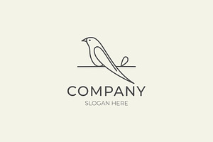 Simple line art bird logo design
