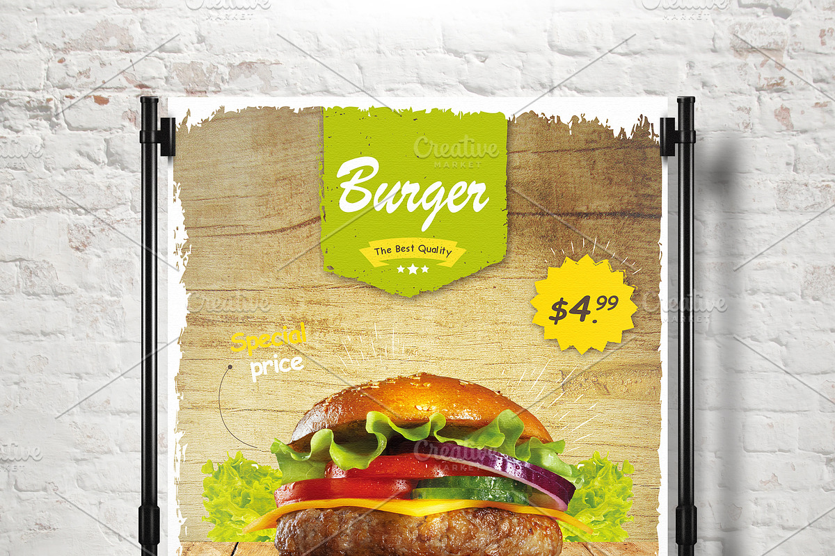 Burger Restaurant Flyer Template, a Flyer Template by ShapShapy (Photo 5 of 6)