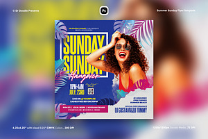 Summer Sunday Flyer & Social Media, a Flyer Template by iDoodle Studio