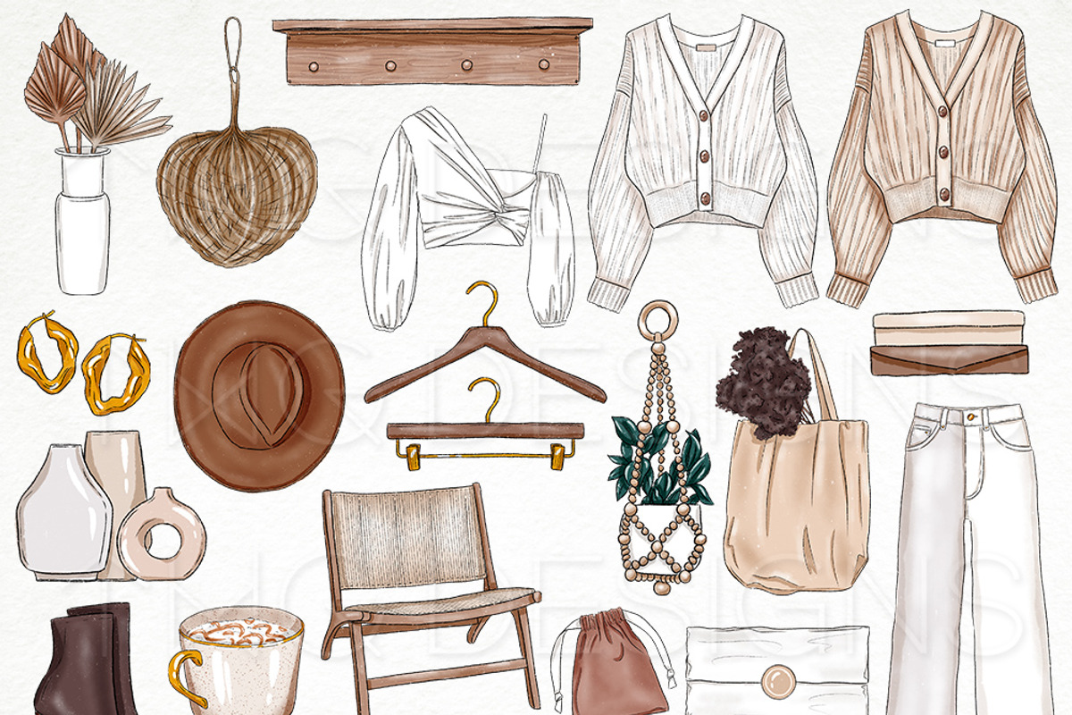 Beige Aesthetic Fashion Clip Art Set, an Illustration by TWG Designs (Photo 6 of 8)