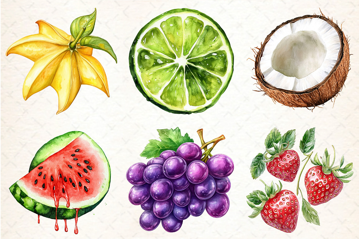 Summer Fruits Clipart, an Illustration by DreamCafeArt (Photo 2 of 9)