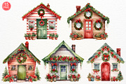 Christmas House Watercolor Clipart, a Seasonal Illustration by Maysa Art (Thumbnail 3 of 5)