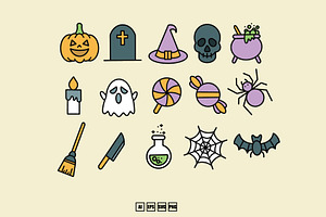 Icon Halloween Lineart, an Illustration by kalehstudio