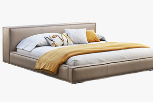 Queen Loft Leather Bed 3d Model