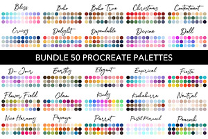 Bundle of 50 Procreate Palettes