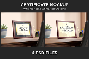 Certificate Mockup - 4 PSD Files
