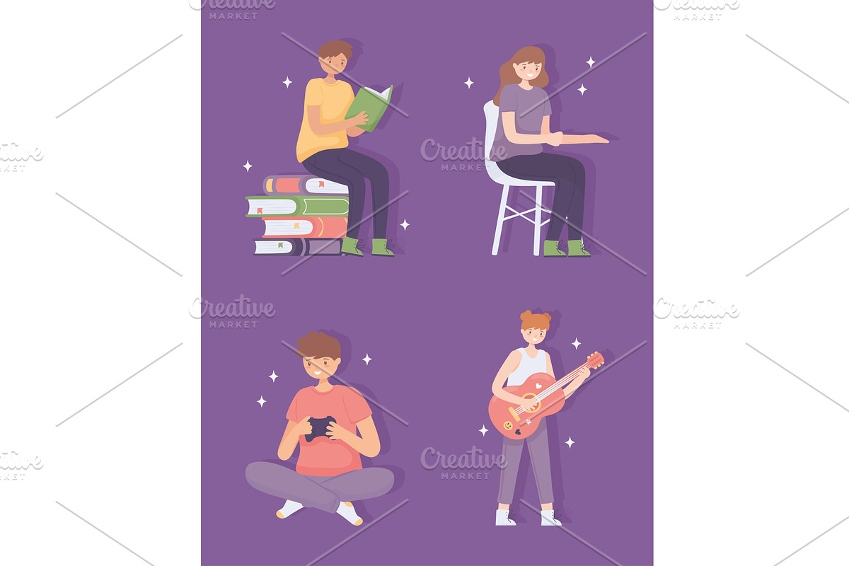 people learning set, a Person Illustration by studiogstock