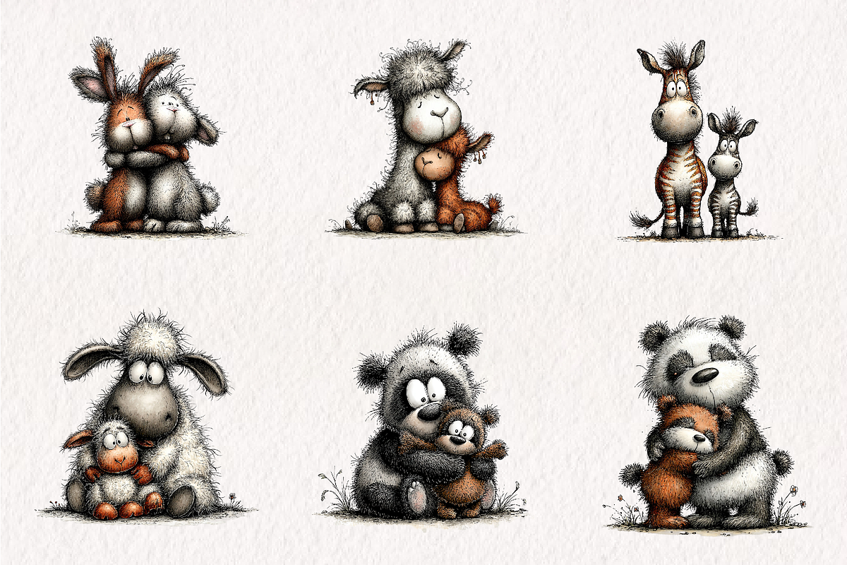 Mom Baby Animals Clipart PNG Set, an Illustration by CreationArt (Photo 4 of 7)