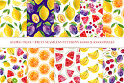 Watercolor fruits & 10 cool patterns, a Wallpaper Graphic by Natasha Koltsova (Thumbnail 3 of 8)