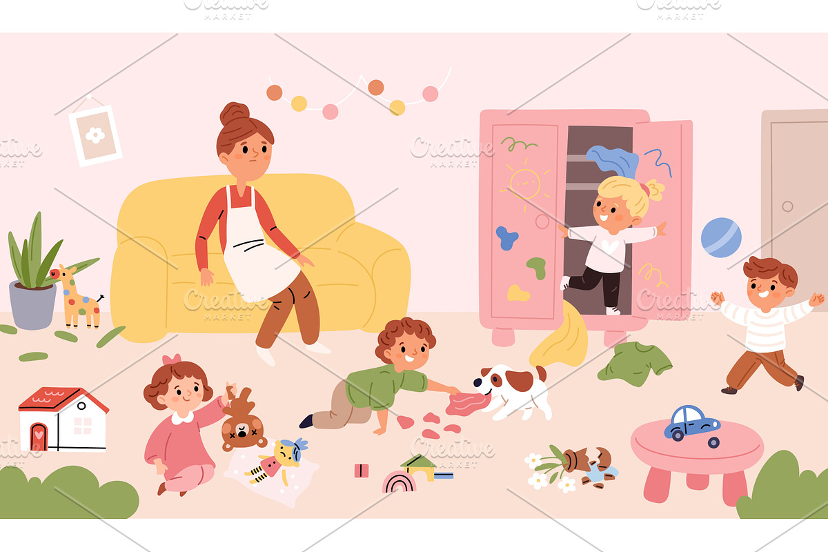 Naughty children with bad behavior, a Person Illustration by YummyBuum