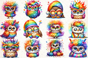 Rainbow Owl Clipart Sublimation, an Illustration by Libby Wishes (Thumbnail 2 of 4)