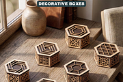 Decorative Hexagon Box Laser Cut SVG, a Graphic by AtacanDigital (Thumbnail 3 of 8)