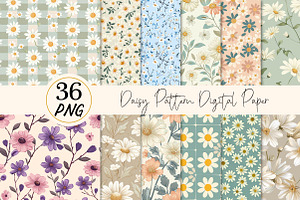 Daisy Seamless Pattern Digital Paper, a Texture Illustration by DreamPrint404
