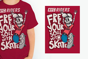 Cool Skater Skeleton Vector Design