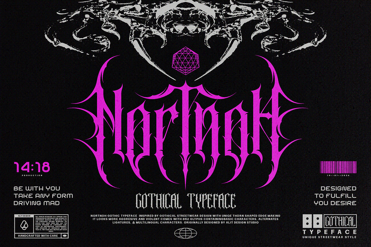 Nortnoh Metal Modern Typeface, a Blackletter Font by alit design (Photo 1 of 20)