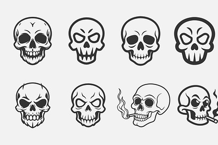 set of skull vector illustrations, a Duotone Icon by RAHMAT