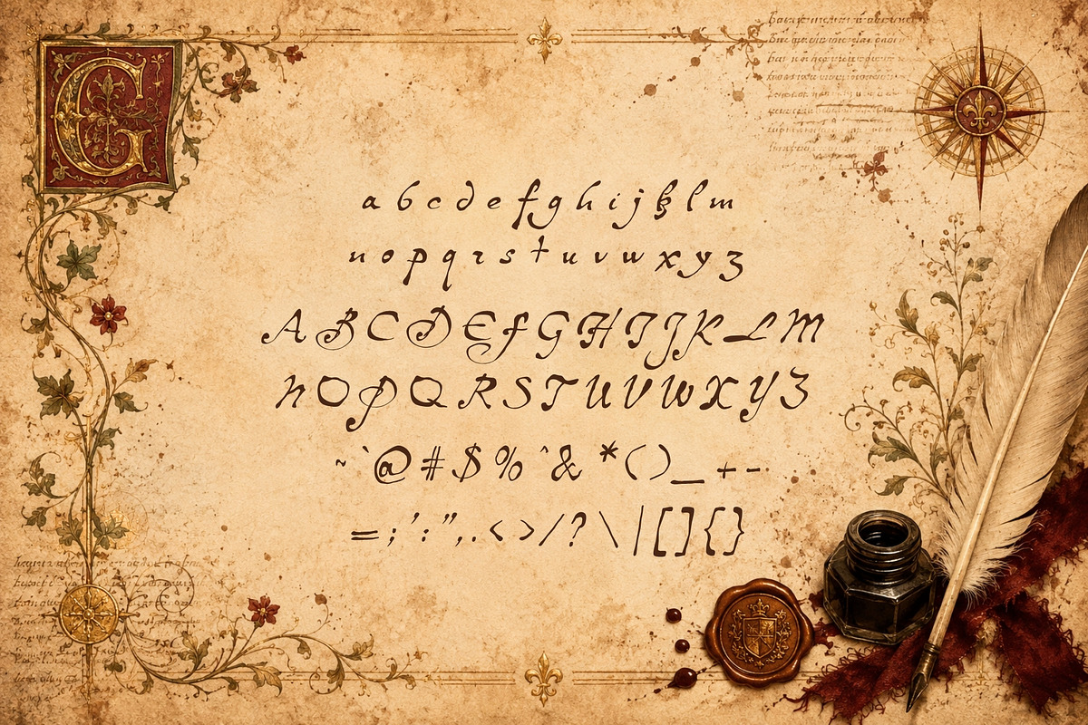 Gilded Oath - Medieval Ink Script, a Script Font by HipFonts (Photo 3 of 11)