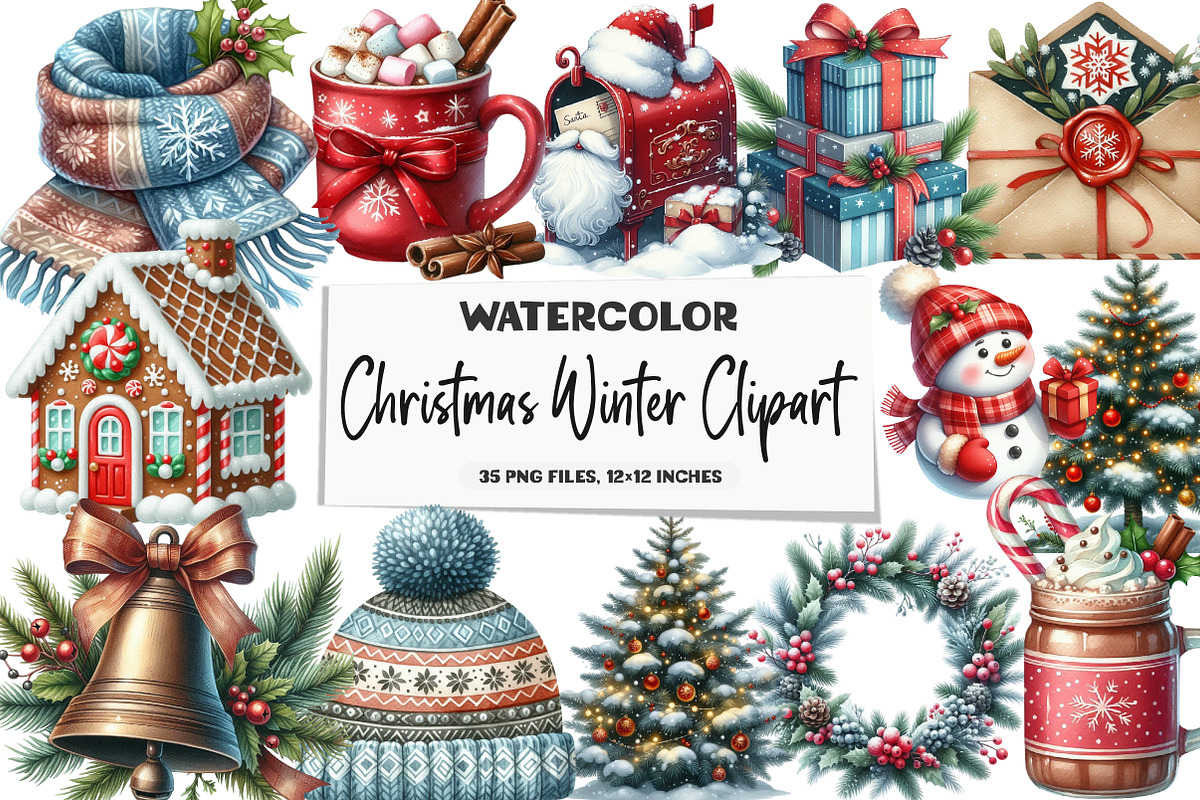 Christmas Winter Clipart, an Illustration by DreamArtGraphic (Photo 1 of 6)
