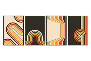 Vintage retro stripe line posters, a Decorative Illustration by Vector Tradition